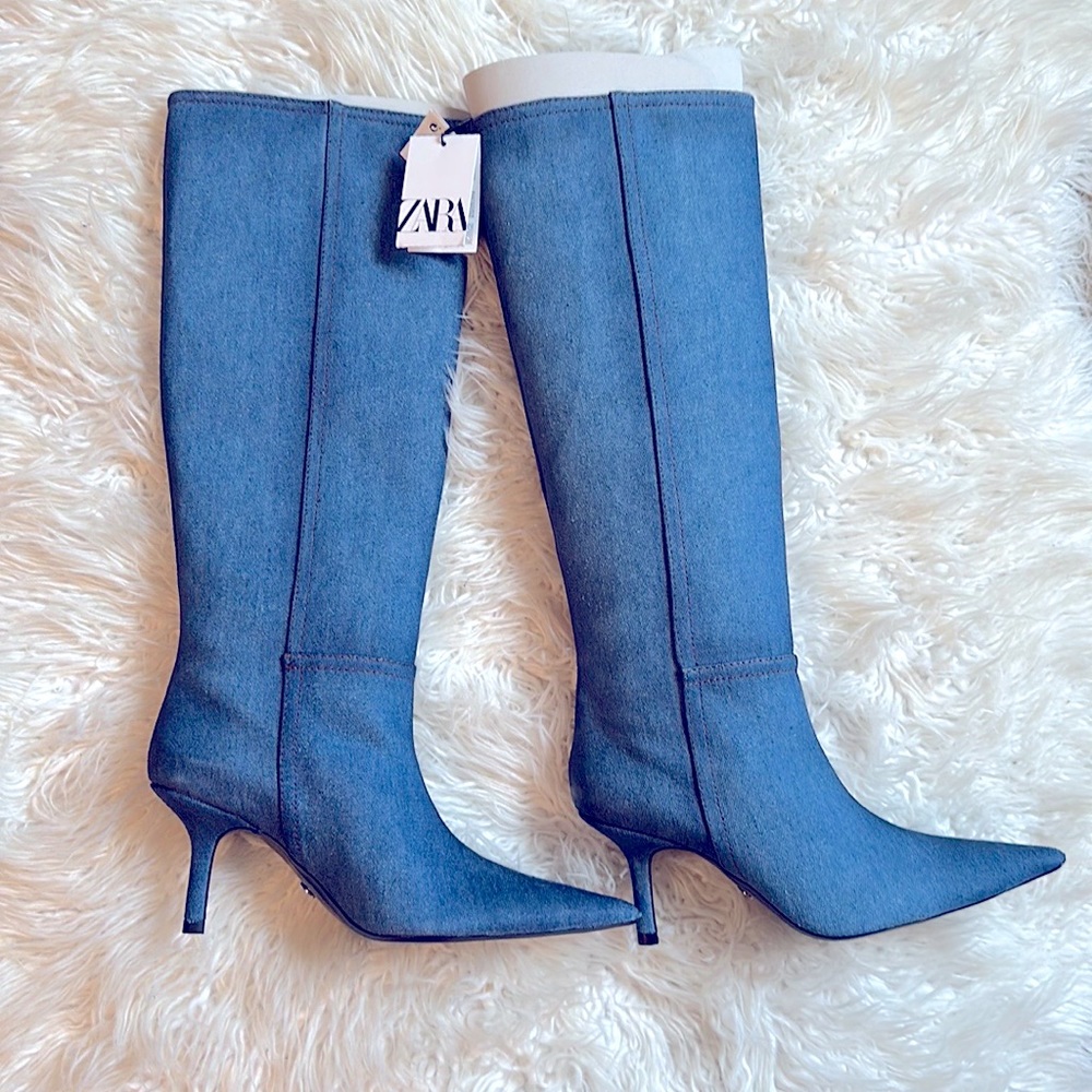 Zara Denim Boots Size 9